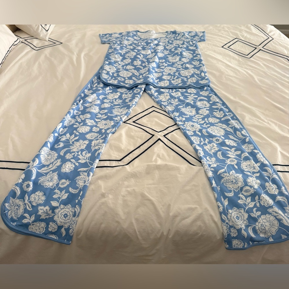NIB Lake Pima Classic Baltic Bouquet Short Sleeve Floral Long Pant Pajama Set XS